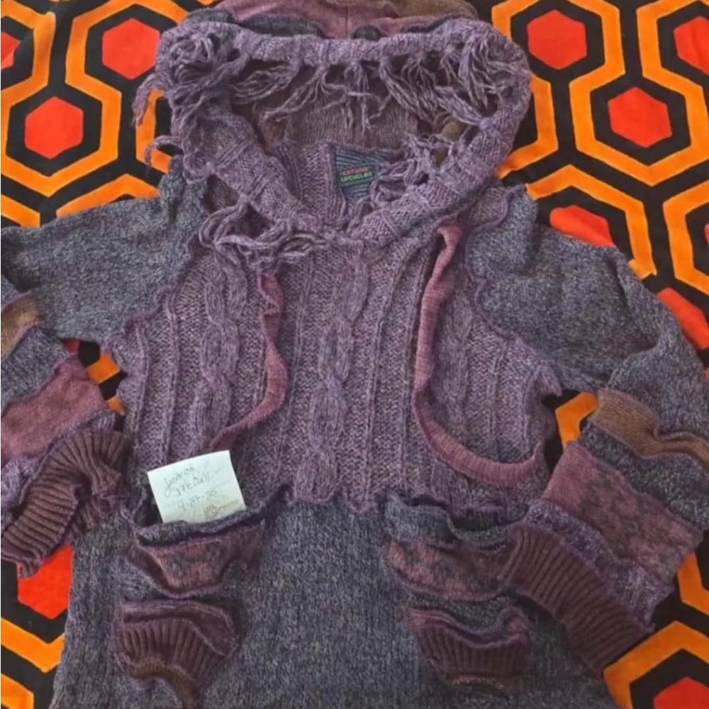 KATWISE BRAND Purple Cable Knit Women's UP-cycled Sweater Art
